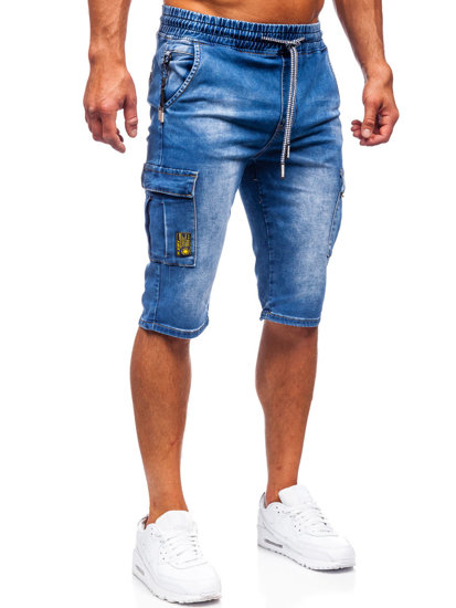 Pantaloncini corti in jeans tipo cargo da uomo blu Bolf KR1202P-1