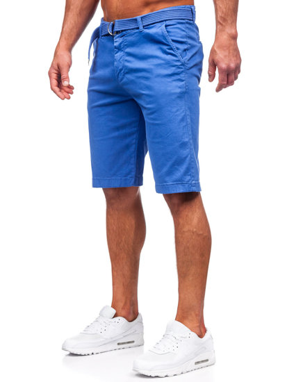 Pantaloncini corti in tessuto con cintura da uomo indaco Bolf 0010