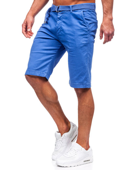 Pantaloncini corti in tessuto con cintura da uomo indaco Bolf 0010