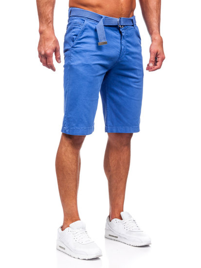 Pantaloncini corti in tessuto con cintura da uomo indaco Bolf 0010