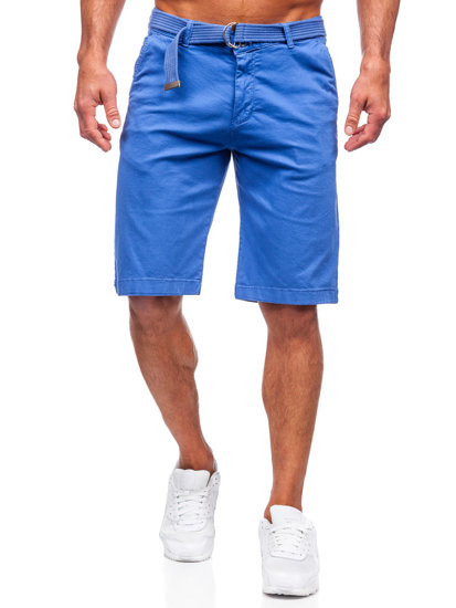 Pantaloncini corti in tessuto con cintura da uomo indaco Bolf 0010