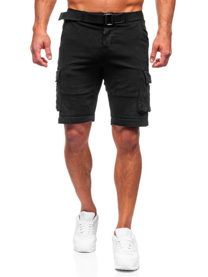 Pantaloncini corti tipo cargo con cintura da uomo neri Bolf MP0109NA