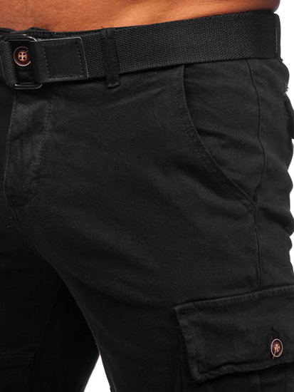 Pantaloncini corti tipo cargo con cintura da uomo neri Bolf MP0109NA