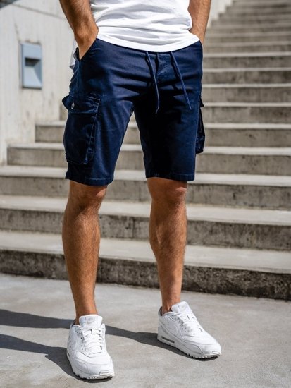 Pantaloncini corti tipo cargo da uomo blu Bolf 5011