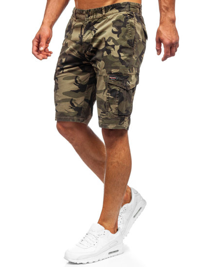 Pantaloncini corti tipo cargo da uomo khaki Bolf 6713