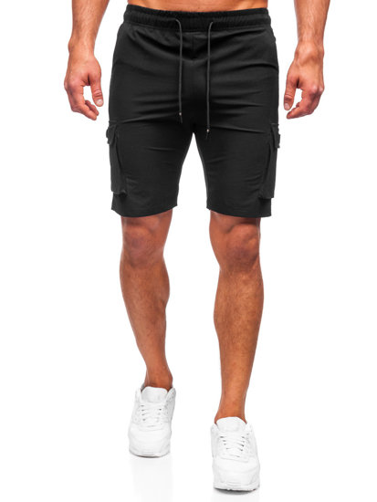 Pantaloncini corti tipo cargo da uomo neri Bolf DC469