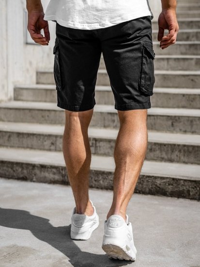 Pantaloncini corti tipo cargo da uomo nero Bolf 5011