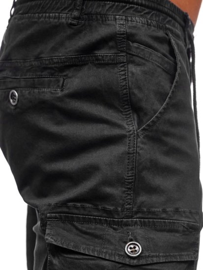 Pantaloncini corti tipo cargo da uomo nero Bolf 5011