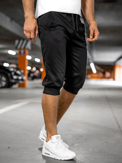 Pantaloncini da tuta baggy da uomo nero Bolf K10002A