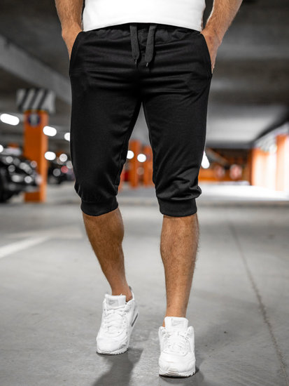 Pantaloncini da tuta baggy da uomo nero Bolf K10002A