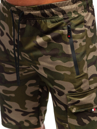 Pantaloncini da tuta cargo mimetici da uomo verde Bolf JX875