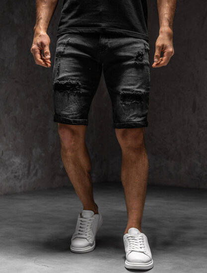 Pantaloncini in denim da uomo nero Bolf TF195A1