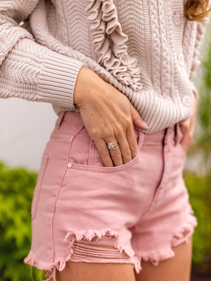 Pantaloncini in jeans da donna rosa Bolf A63