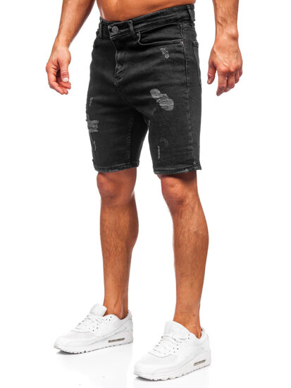 Pantaloncini in jeans da uomo nero Bolf 0627