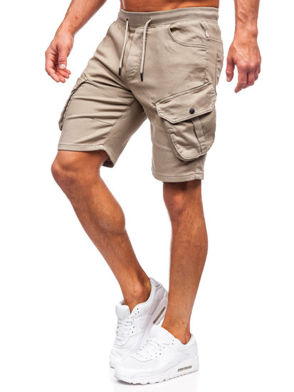 Pantaloncini in tessuto cargo da uomo beige chiaro Bolf 384K