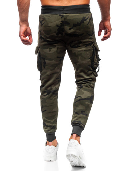 Pantaloni cargo da tuta jogger con motivo mimetico da uomo verde Bolf HSS125