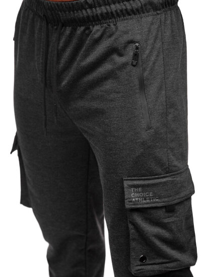 Pantaloni cargo da tuta jogger da uomo grafite Bolf JX6360