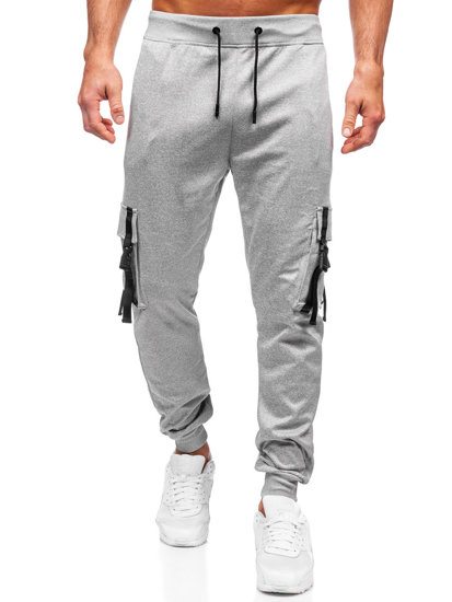 Pantaloni cargo da tuta jogger da uomo grigio Bolf 8K1117