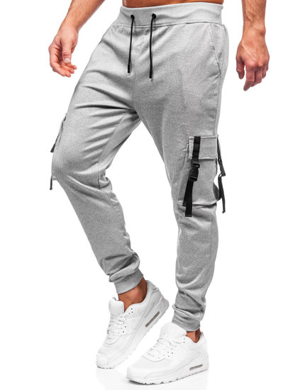 Pantaloni cargo da tuta jogger da uomo grigio Bolf 8K1117