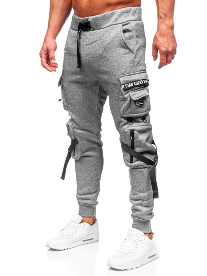 Pantaloni cargo da tuta jogger da uomo grigio Bolf HSS017