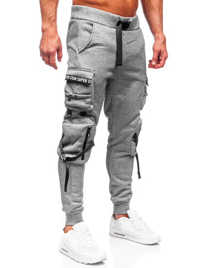 Pantaloni cargo da tuta jogger da uomo grigio Bolf HSS017