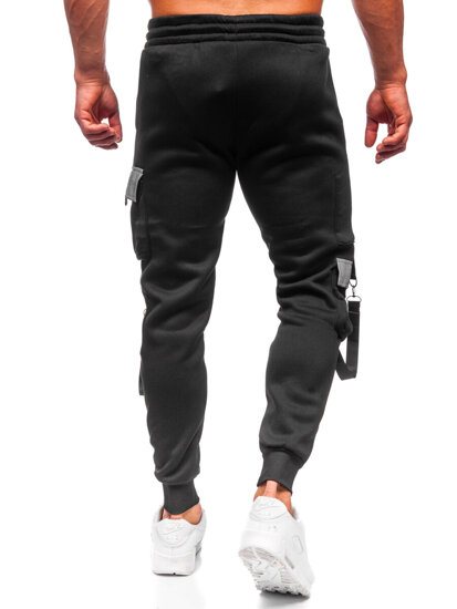 Pantaloni cargo da tuta jogger da uomo nero Bolf HSS020