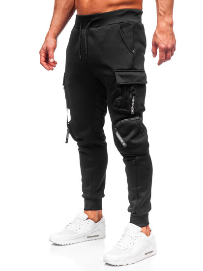 Pantaloni cargo da tuta jogger da uomo nero Bolf HSS118