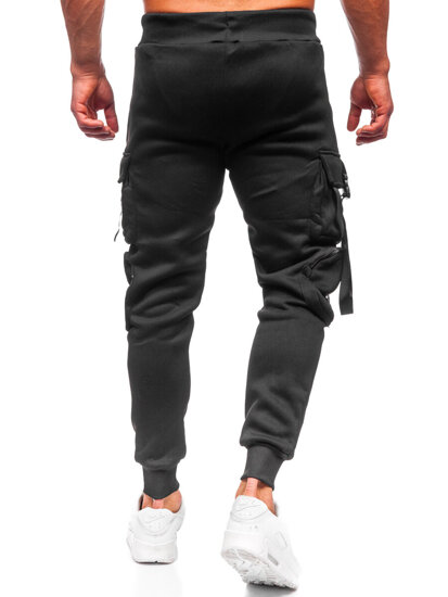 Pantaloni cargo da tuta jogger da uomo nero Bolf HSS118