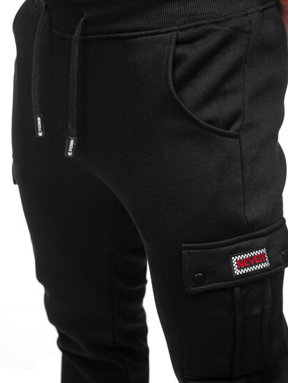 Pantaloni cargo da tuta jogger da uomo nero Bolf HY-809