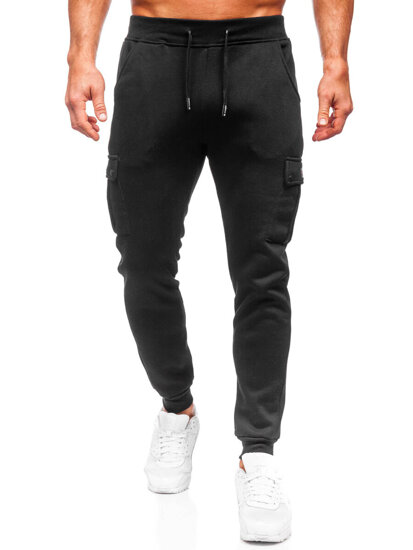 Pantaloni cargo da tuta jogger da uomo nero Bolf HY-809