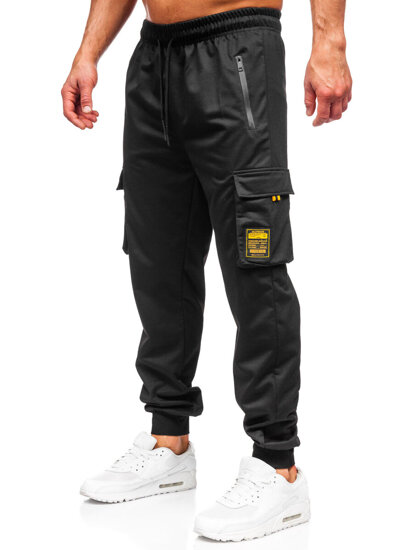 Pantaloni cargo da tuta jogger da uomo nero Bolf JX6359