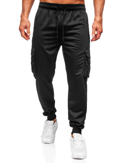 Pantaloni cargo da tuta jogger da uomo nero Bolf JX6360