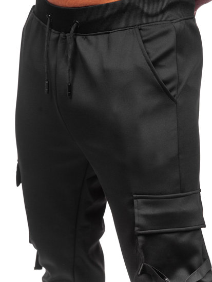 Pantaloni cargo di tuta tipo jogger da uomo neri Bolf 8K1118