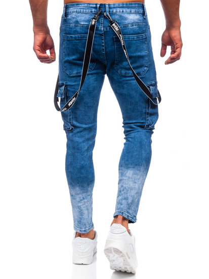 Pantaloni cargo in jeans da uomo blu Bolf TF118