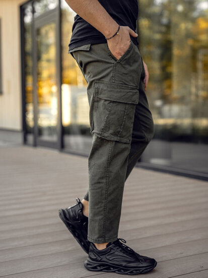 Pantaloni cargo in tessuto da uomo khaki Bolf 77323