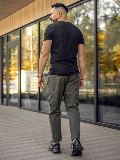 Pantaloni cargo in tessuto da uomo khaki Bolf 77323