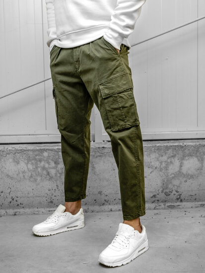 Pantaloni cargo in tessuto da uomo khaki Bolf 77323A