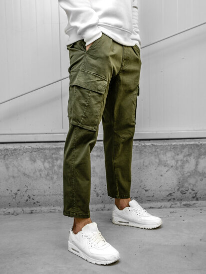 Pantaloni cargo in tessuto da uomo khaki Bolf 77323A