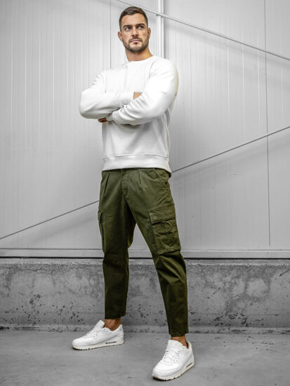 Pantaloni cargo in tessuto da uomo khaki Bolf 77323A