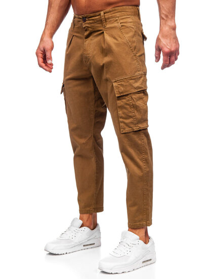 Pantaloni cargo in tessuto da uomo marrone Bolf 77323