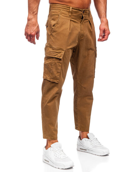 Pantaloni cargo in tessuto da uomo marrone Bolf 77323