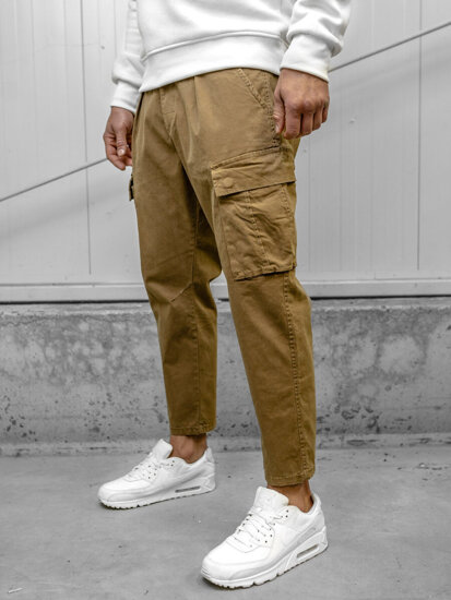 Pantaloni cargo in tessuto da uomo marrone Bolf 77323A