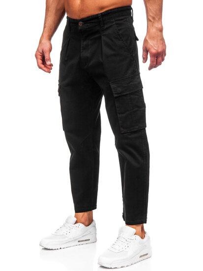 Pantaloni cargo in tessuto da uomo nero Bolf 77323