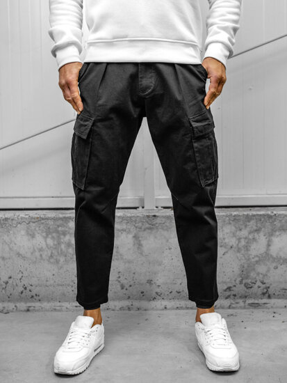 Pantaloni cargo in tessuto da uomo nero Bolf 77323A