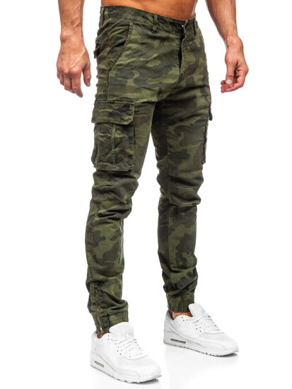 Pantaloni cargo in tessuto jogger in mimetico da uomo khaki Bolf 2232