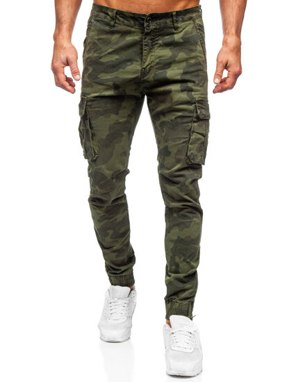 Pantaloni cargo in tessuto jogger in mimetico da uomo khaki Bolf 2232