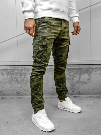 Pantaloni cargo in tessuto jogger in mimetico da uomo khaki Bolf 2232A