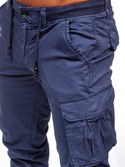 Pantaloni cargo jogger in jeans da uomo azzurro Bolf ZK7812