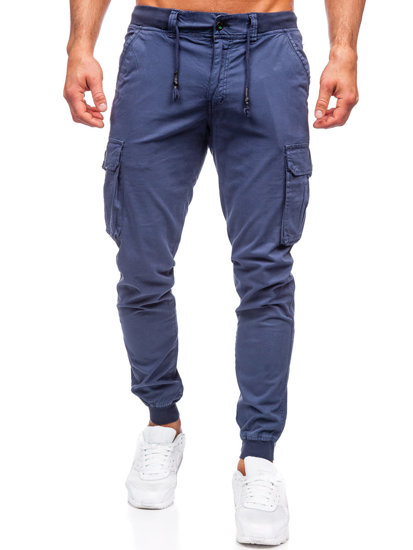 Pantaloni cargo jogger in jeans da uomo azzurro Bolf ZK7812