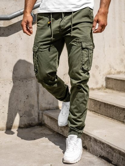 Pantaloni cargo tipo jogger da uomo verdi Bolf CT6703